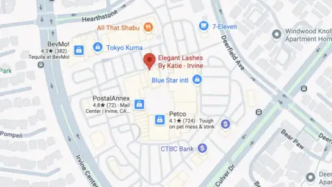 Map view of Elegant Lashes By Katie in Irvine